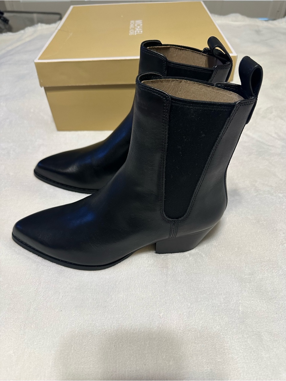 Michael Kors Black Leather Pointed Ankle Booties
